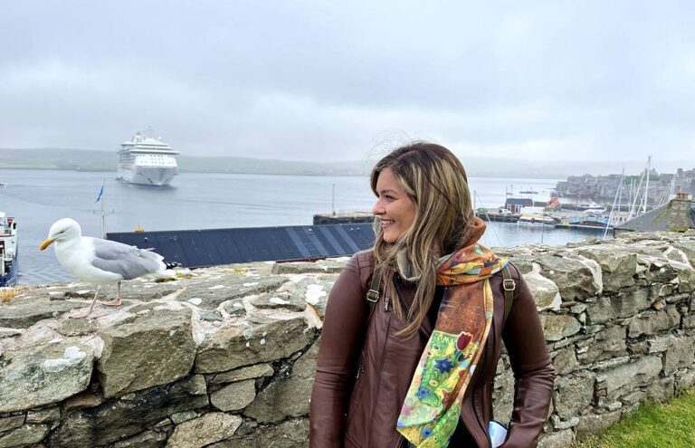 Lerwick cruise port - View of ship anchored