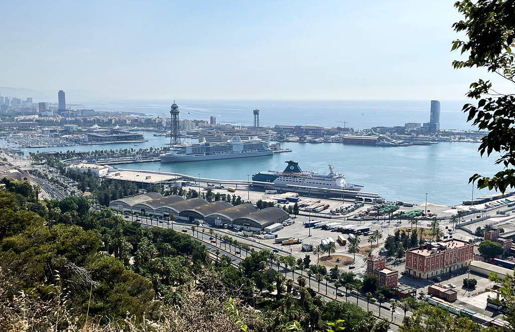 Barcelona Cruise Port and Port Vell, viewed from Montjuic Hill
