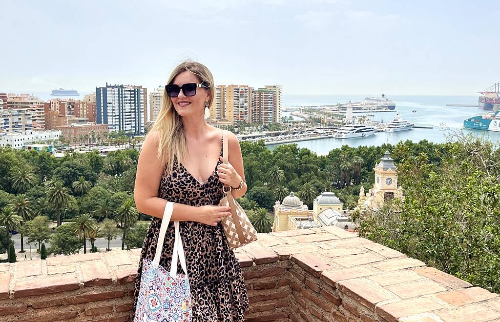 The view of Malaga cruise port from Alcazaba de Malaga